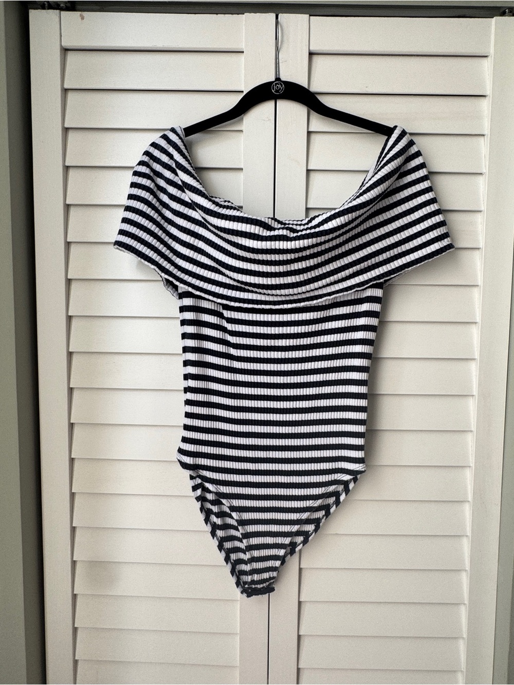 Mara Hoffman navy & White nautical Ribbed Striped Bodysuit